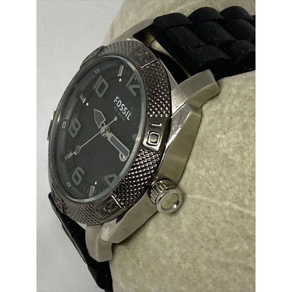 Fossil PR5409 Men's Black Silicone Analog Black Dial Quartz Genuine Watch JK2 - Picture 4 of 12